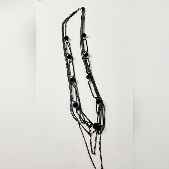 5/$25 Vintage black chain beaded multi layer necklace - Picture 7 of 10